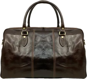 Mississippi Travel Bag, Genuine Leather Made in Italy (Dark Brown)