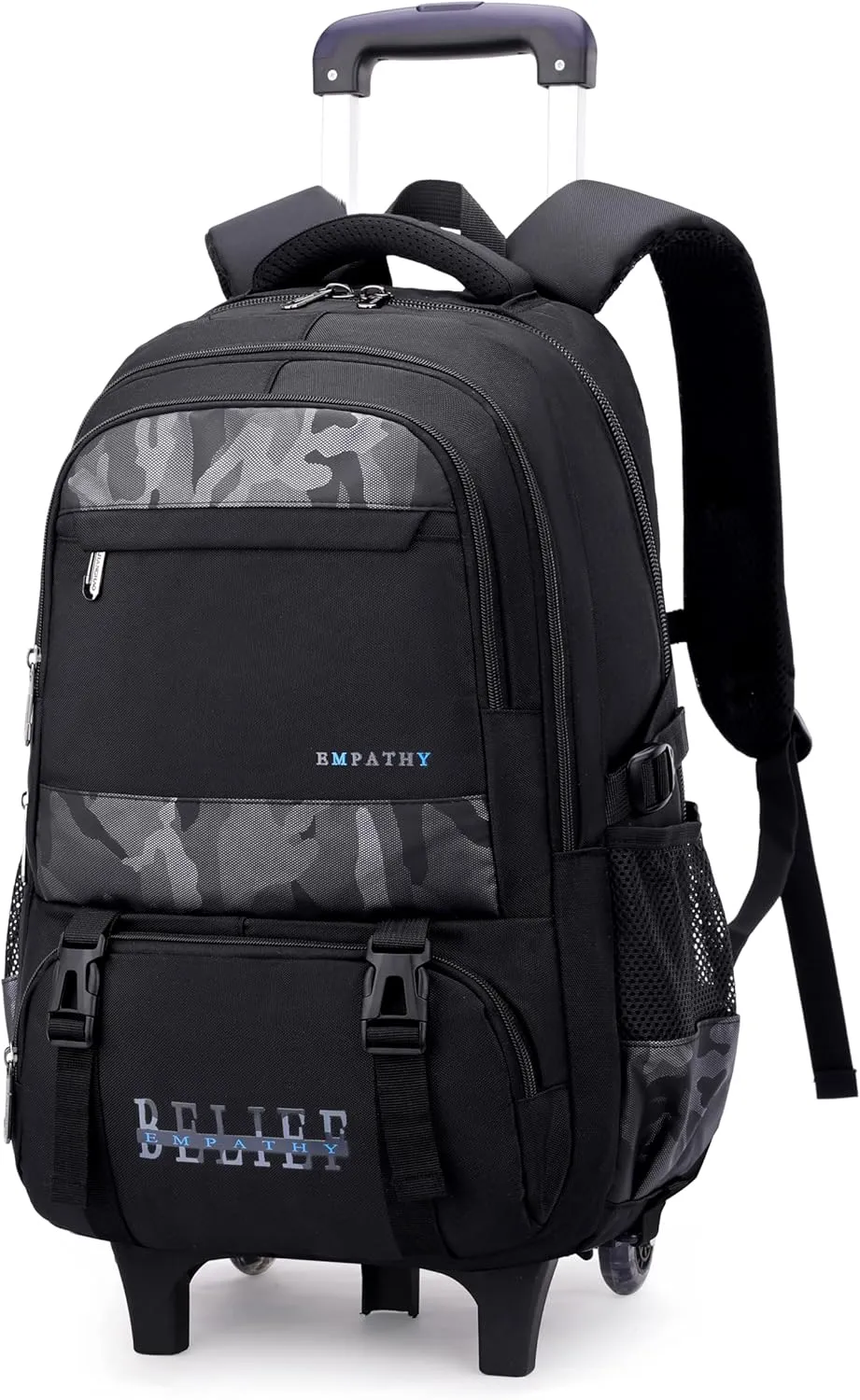 MITOWERMI Camouflages Black Boys Rolling Backpacks Kids Carry-on Luggage Camo Bookbag with 2 Wheels Boys Teens Wheeled Backpack Trolley School Bags