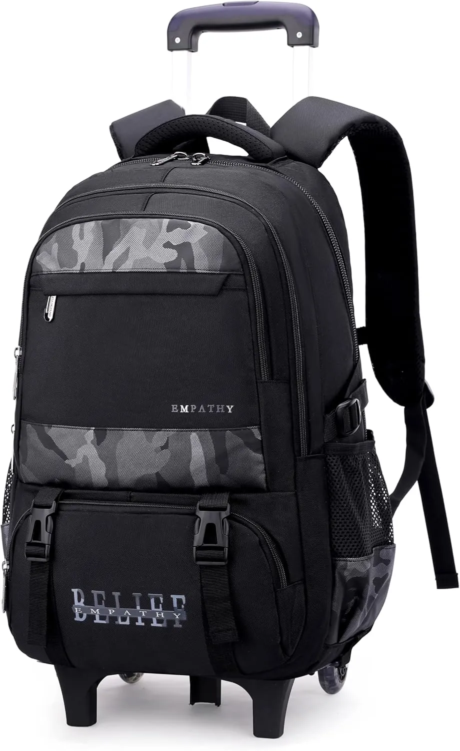 MITOWERMI Camouflages Black Boys Rolling Backpacks Kids Carry-on Luggage Camo Bookbag with 2 Wheels Boys Teens Wheeled Backpack Trolley School Bags