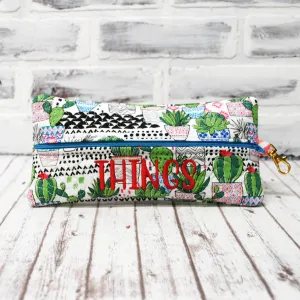 Modern Succulent Personalized Quilted Pouch
