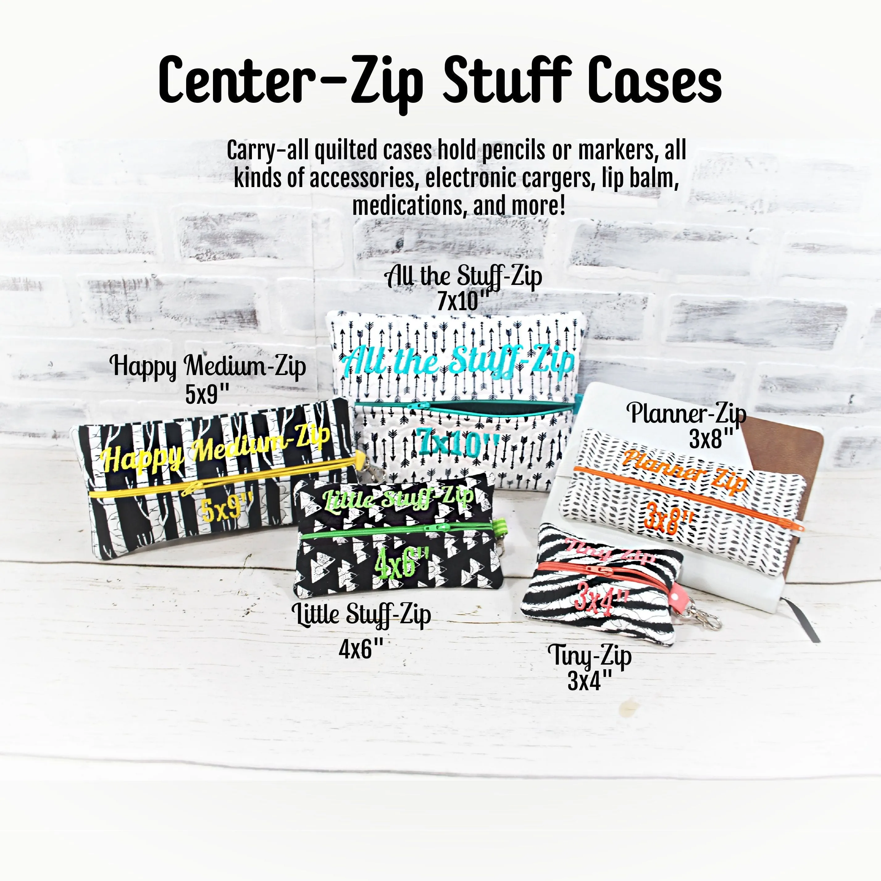 Modern Succulent Personalized Quilted Pouch