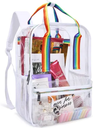 mommore Clear Backpack Heavy Duty Transparent backpacks with Widened Handle Thick PVC See-Through Bookbags for School, Work