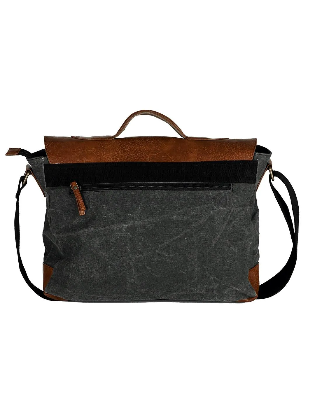 Mona B Upcycled Canvas Messenger Crossbody Unisex Laptop Bag Flap