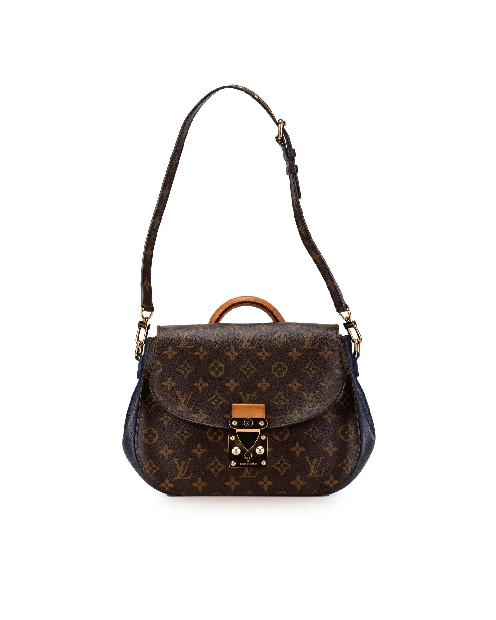 Monogram Canvas and Leather Bag with S-Lock Closure