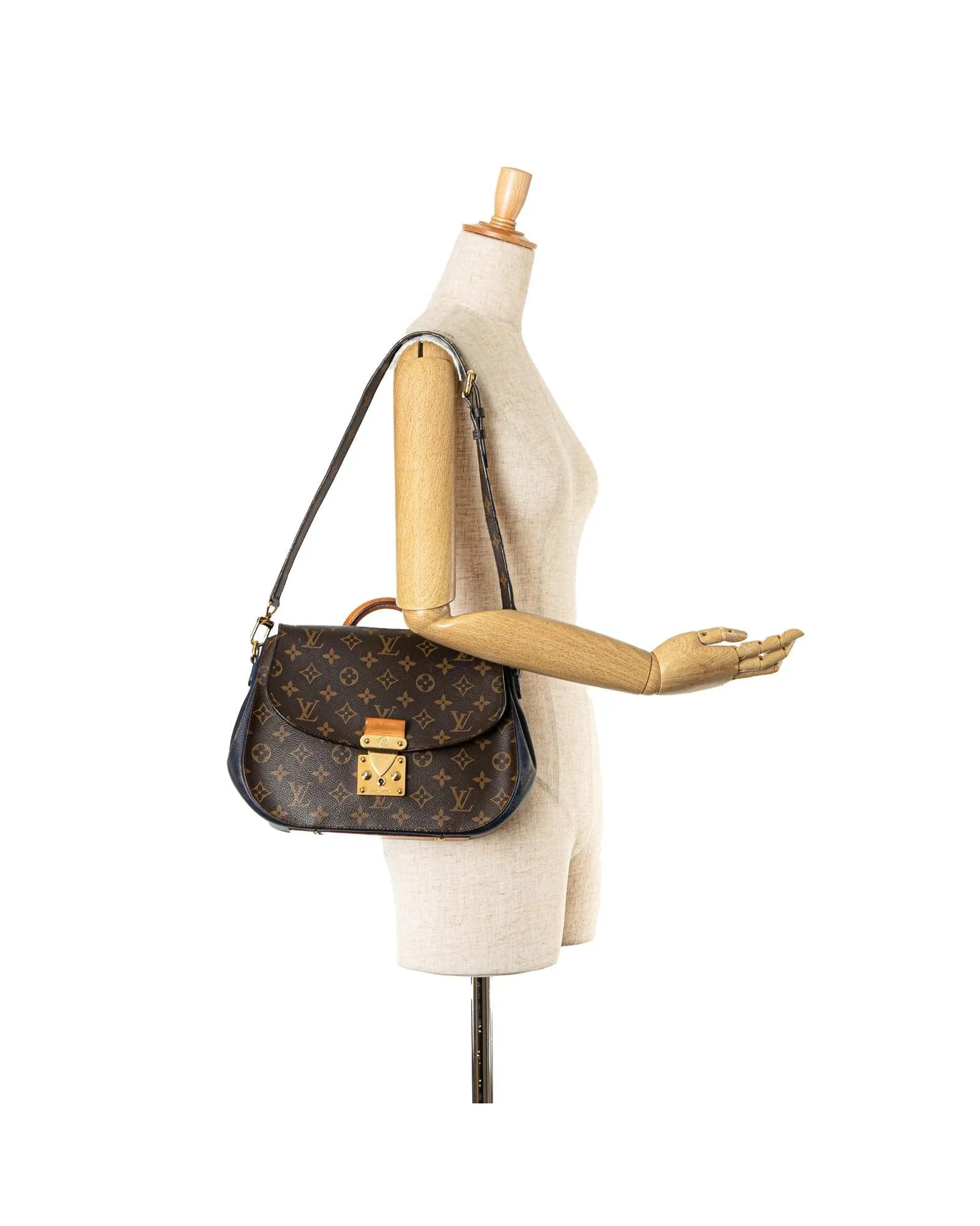 Monogram Canvas and Leather Bag with S-Lock Closure