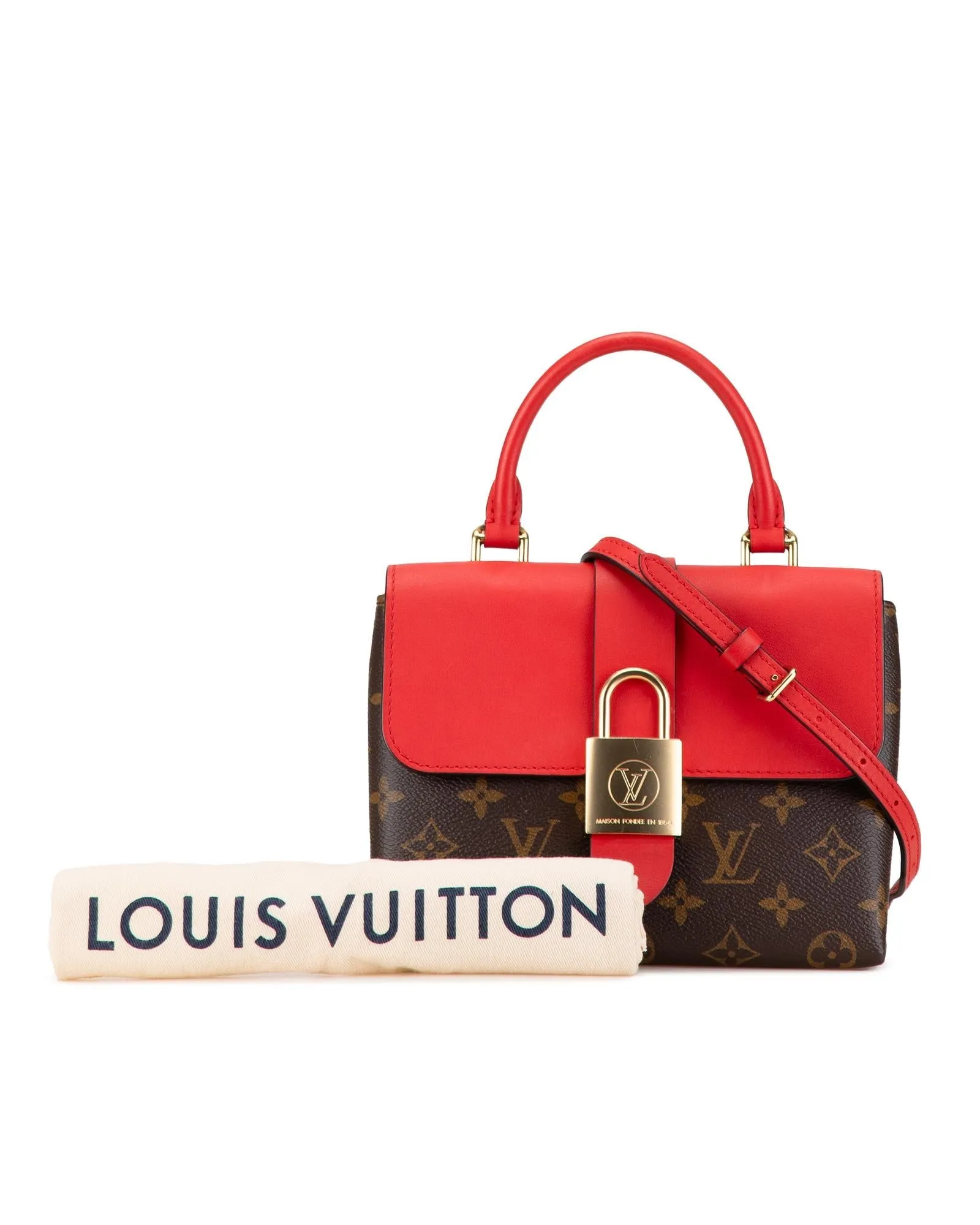 Monogram Canvas Locky Bag with Padlock Closure and Detachable Strap