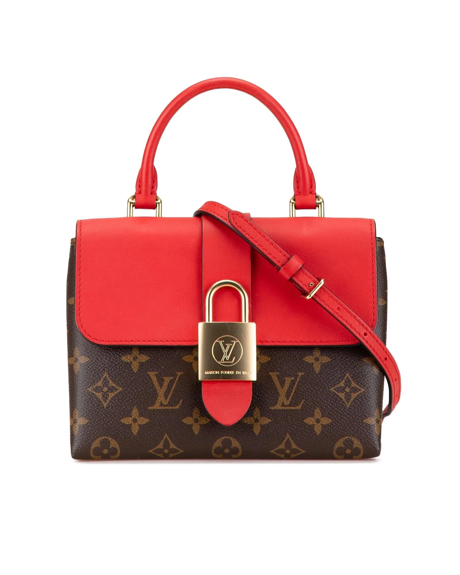 Monogram Canvas Locky Bag with Padlock Closure and Detachable Strap