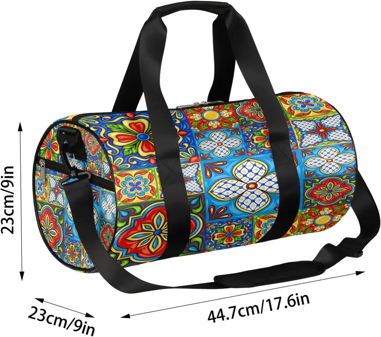 Mosaic Ceramic Tile Pattern Sports Gym Bag for Men Women Lightweight Travel Duffle Bag with Shoulder Strap Waterproof Carry On Weekender Overnight Bag for Travel Sports Gym