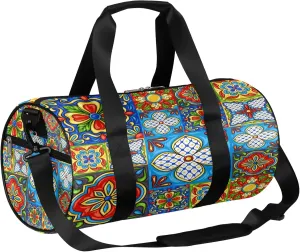 Mosaic Ceramic Tile Pattern Sports Gym Bag for Men Women Lightweight Travel Duffle Bag with Shoulder Strap Waterproof Carry On Weekender Overnight Bag for Travel Sports Gym