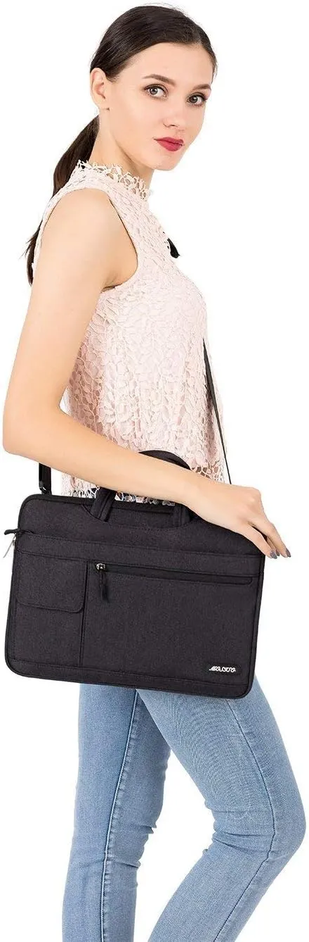 MOSISO Laptop Shoulder Bag Compatible with MacBook Air 13 inch M2 A2681 M1 A2337 A2179 A1932/Pro 13 M2 M1 A2338 A2251 A2289 A2159 A1989 A1706 A1708,Polyester Flapover Briefcase Sleeve Case, Black