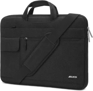 MOSISO Laptop Shoulder Bag Compatible with MacBook Air 13 inch M2 A2681 M1 A2337 A2179 A1932/Pro 13 M2 M1 A2338 A2251 A2289 A2159 A1989 A1706 A1708,Polyester Flapover Briefcase Sleeve Case, Black