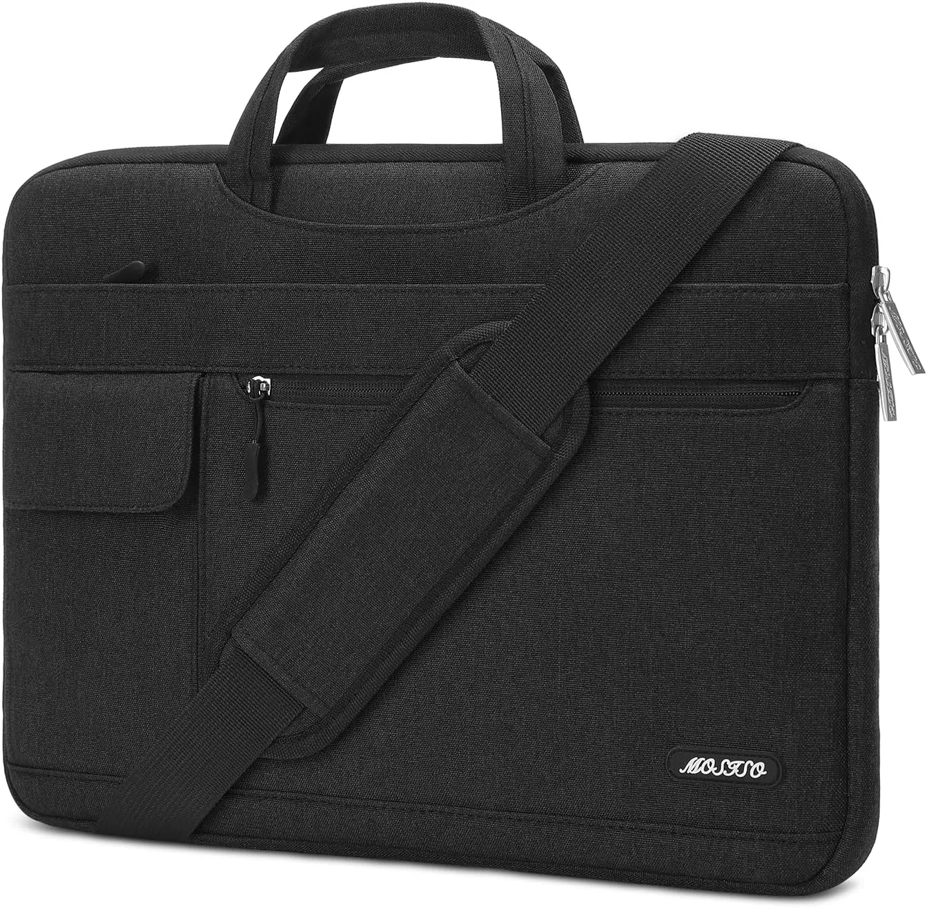 MOSISO Laptop Shoulder Bag Compatible with MacBook Air 13 inch M2 A2681 M1 A2337 A2179 A1932/Pro 13 M2 M1 A2338 A2251 A2289 A2159 A1989 A1706 A1708,Polyester Flapover Briefcase Sleeve Case, Black