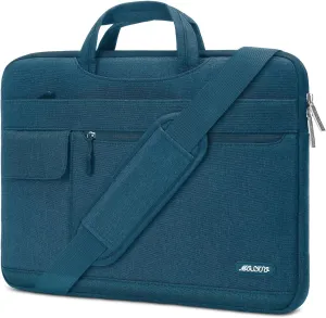 MOSISO Laptop Shoulder Bag Compatible with MacBook Air/Pro, 13-13.3 inch Notebook, Polyester Flapover Briefcase Sleeve Case, Deep Teal