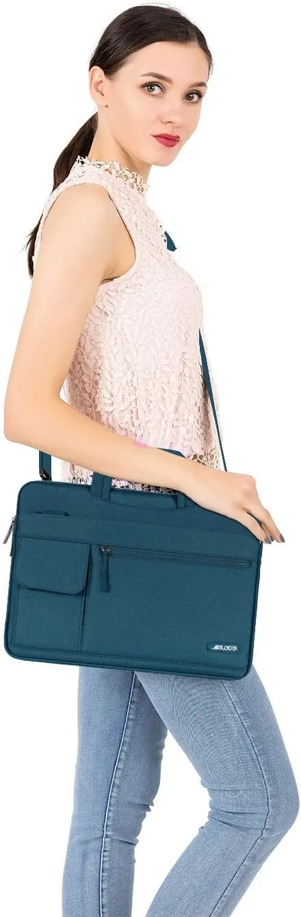 MOSISO Laptop Shoulder Bag Compatible with MacBook Air/Pro, 13-13.3 inch Notebook, Polyester Flapover Briefcase Sleeve Case, Deep Teal