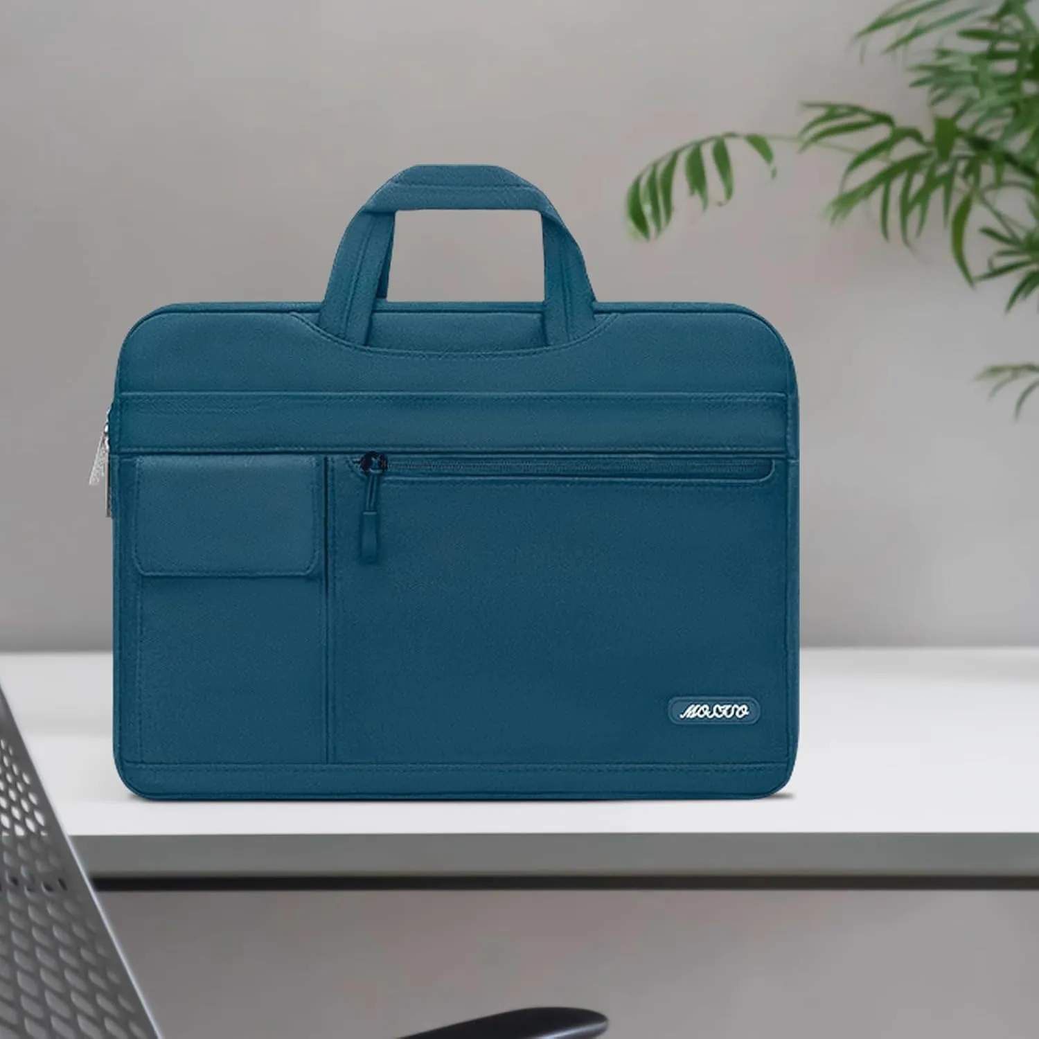 MOSISO Laptop Shoulder Bag Compatible with MacBook Air/Pro, 13-13.3 inch Notebook, Polyester Flapover Briefcase Sleeve Case, Deep Teal