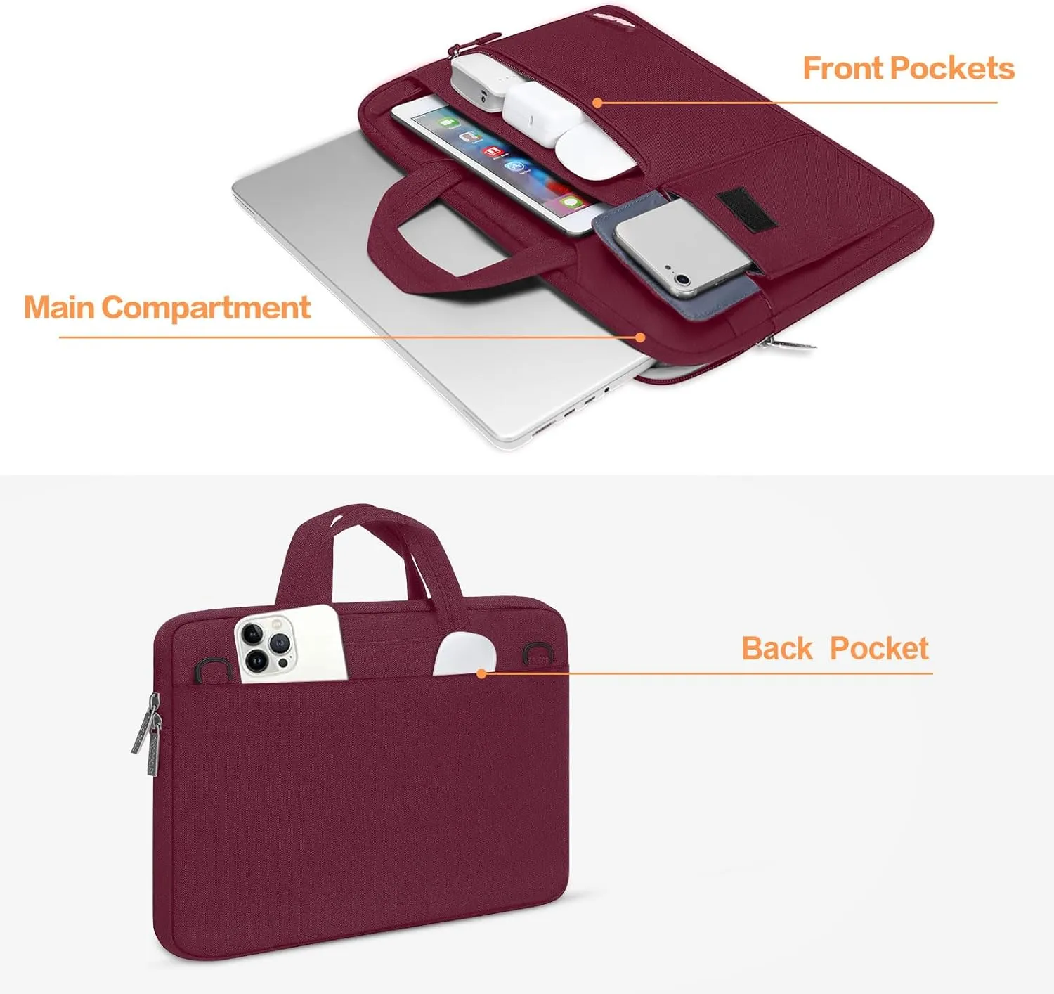 MOSISO Laptop Shoulder Bag Compatible with MacBook Pro 16 inch 2023-2019 M3 A2991 M2 A2780 M1 A2485 A2141/Pro 15 A1398,15-15.6 inch Notebook,Polyester Flapover Briefcase Sleeve Case, Wine Red