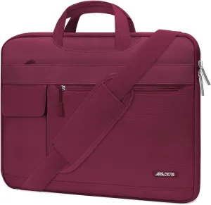 MOSISO Laptop Shoulder Bag Compatible with MacBook Pro 16 inch 2023-2019 M3 A2991 M2 A2780 M1 A2485 A2141/Pro 15 A1398,15-15.6 inch Notebook,Polyester Flapover Briefcase Sleeve Case, Wine Red