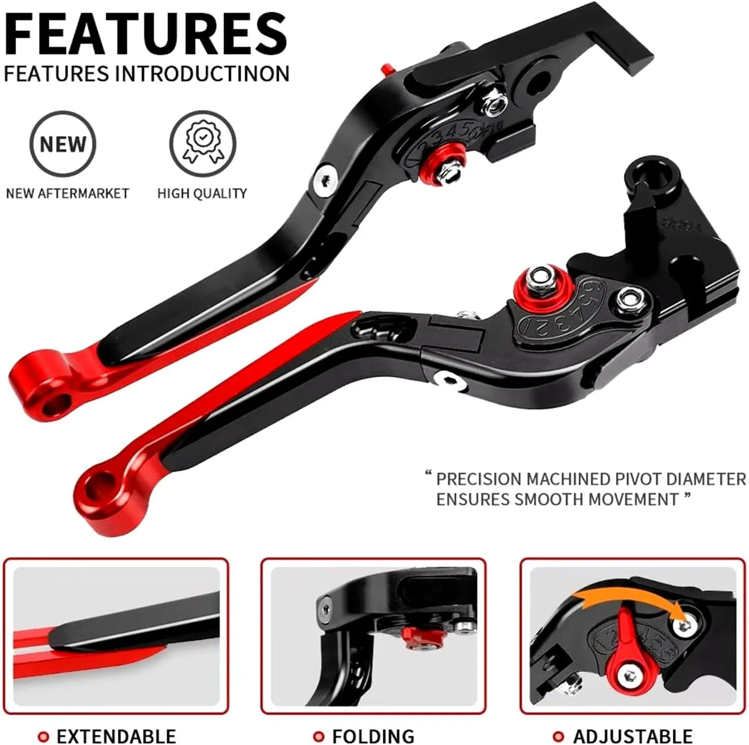Motorcycle Handlebar Grips Hand Bar Ends CNC Extendable Brake Clutch Levers for H┐ONDA CBR125R 2004 2005 2006 2007 2008 2009 2010(C)
