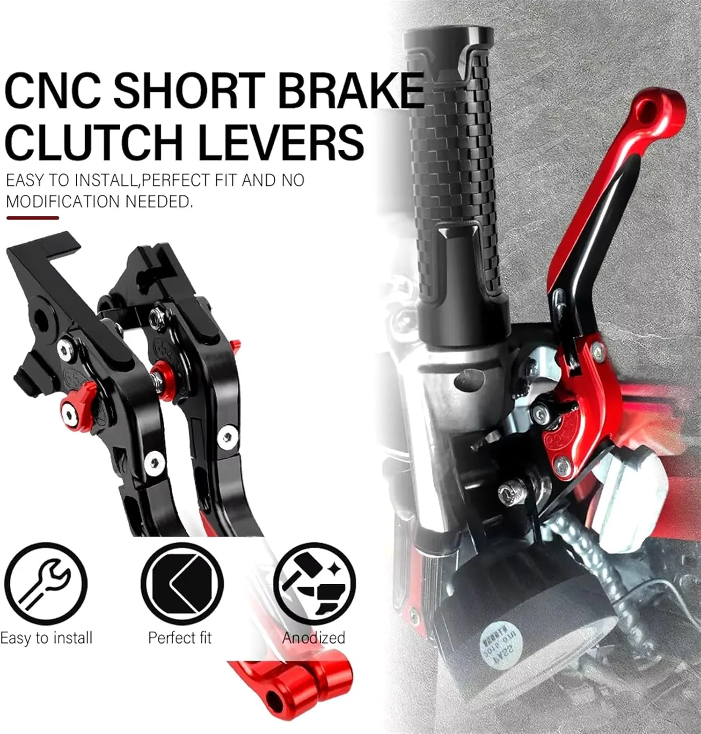 Motorcycle Handlebar Grips Hand Bar Ends CNC Extendable Brake Clutch Levers for H┐ONDA CBR125R 2004 2005 2006 2007 2008 2009 2010(C)