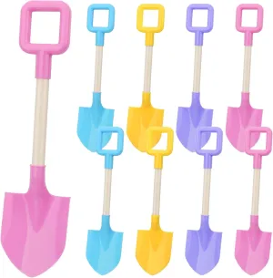 Mototo 8 Pack 16 Inch Beach Shovels Large Beach Spades Multicolor Sand Shovels with Wooden Handle Plastic Shovel for Digging Beach Sandbox Snow Garden Toys Set for Kids Adults (8 Pack, Light Series)