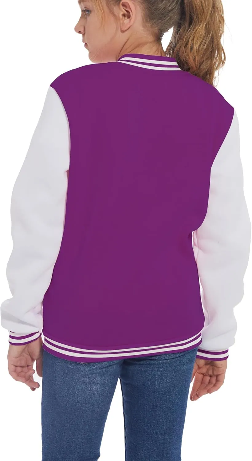 Mowbeat Kids Baseball Jacket Girls Bomber Jackets Boys Varsity Coats Top for Girl Sports Track Outerwear