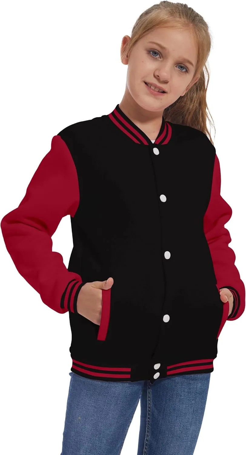 Mowbeat Kids Baseball Jacket Girls Bomber Jackets Boys Varsity Coats Top for Girl Sports Track Outerwear