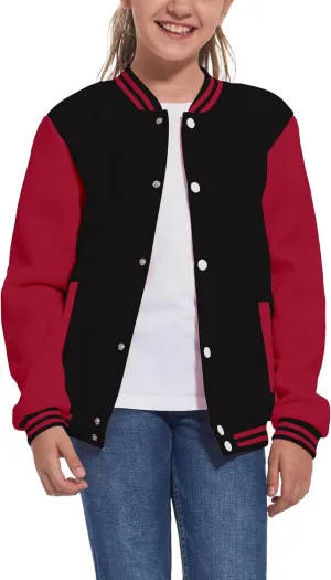 Mowbeat Kids Baseball Jacket Girls Bomber Jackets Boys Varsity Coats Top for Girl Sports Track Outerwear
