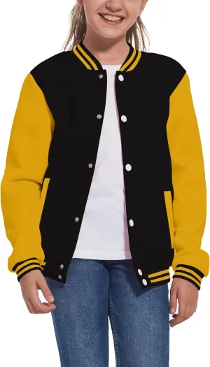 Mowbeat Kids Baseball Jacket Girls Bomber Jackets Boys Varsity Coats Top for Girl Sports Track Outerwear