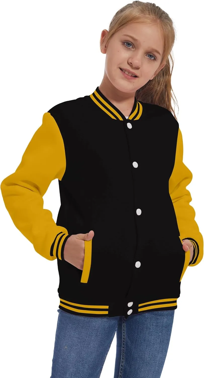Mowbeat Kids Baseball Jacket Girls Bomber Jackets Boys Varsity Coats Top for Girl Sports Track Outerwear