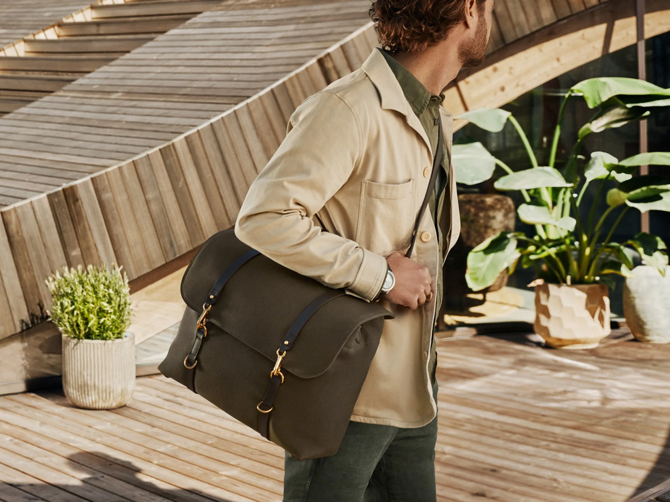 M/S Satchel - Army/Dark Brown