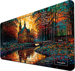 MTG Playmat, Game Play Mat for MTG TCG 24 x 14 inches Trading Card Inked Game Playmats with Storage Bag Smooth Rubber Surface Battle Game