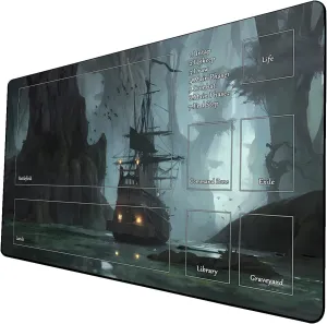 MTG Playmat, Game Play Mat for MTG TCG 24 x 14 inches Trading Card Inked Game Playmats with Storage Bag Smooth Rubber Surface Battle Game