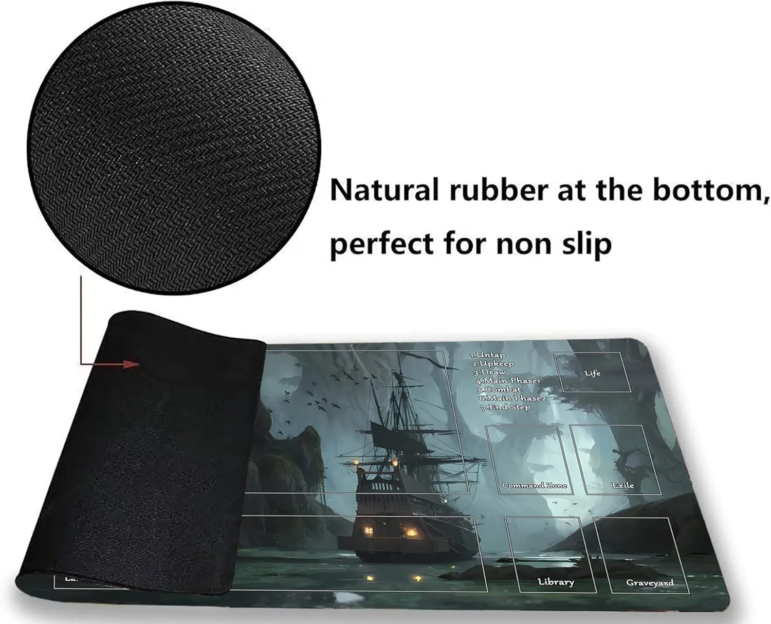 MTG Playmat, Game Play Mat for MTG TCG 24 x 14 inches Trading Card Inked Game Playmats with Storage Bag Smooth Rubber Surface Battle Game