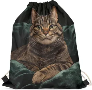 Mumeson Cat Print Drawstring Backpack Kids Girls School Shoulder Sport Sackpack Women’s String Bag for Cat’s Lover