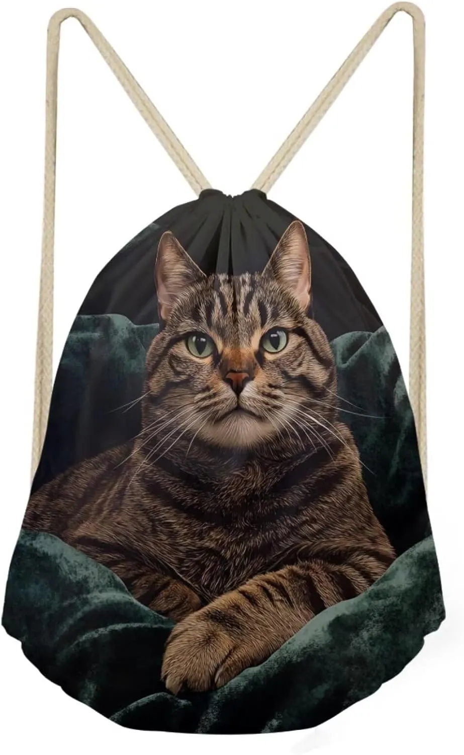 Mumeson Cat Print Drawstring Backpack Kids Girls School Shoulder Sport Sackpack Women’s String Bag for Cat’s Lover