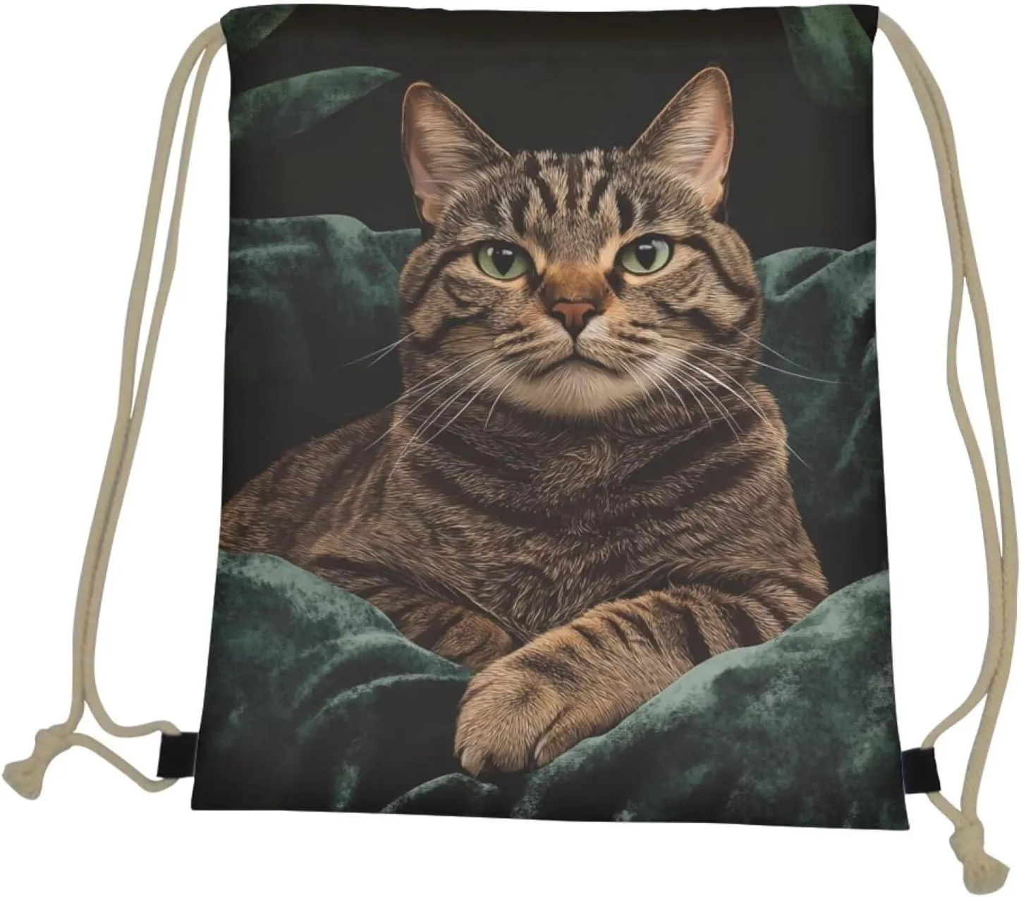 Mumeson Cat Print Drawstring Backpack Kids Girls School Shoulder Sport Sackpack Women’s String Bag for Cat’s Lover