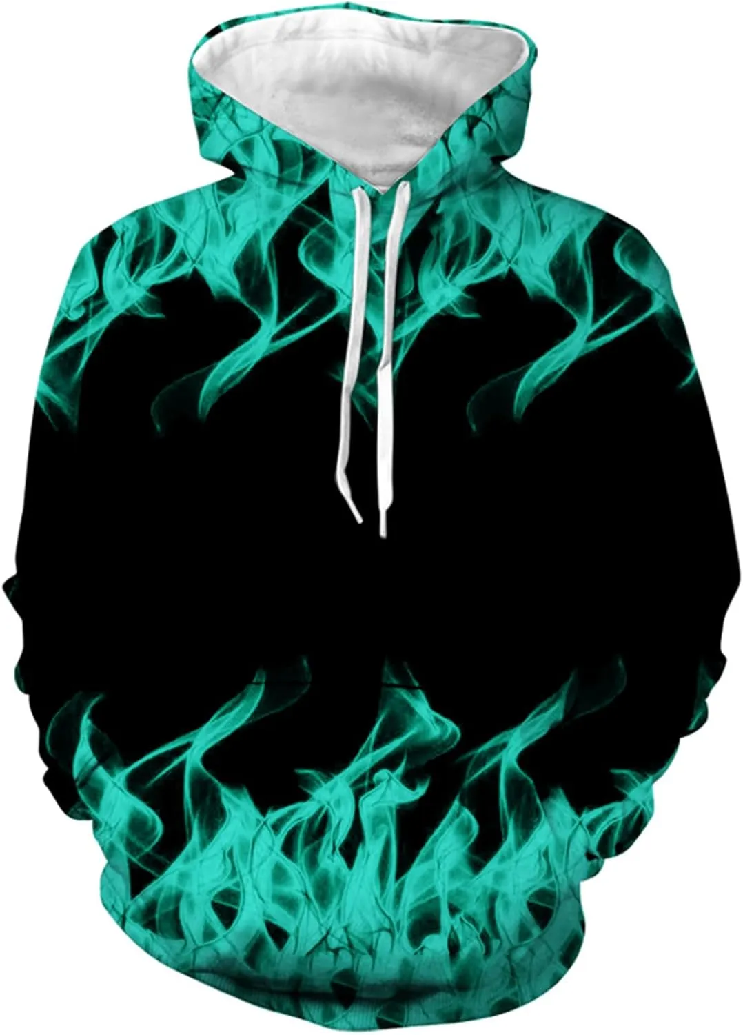 Muscularfit Graphic Hoodies for Men Cool Designs Drawstring Long Sleeve 3D Flame Print Hooded Sweatshirts Loose Fit Pullover
