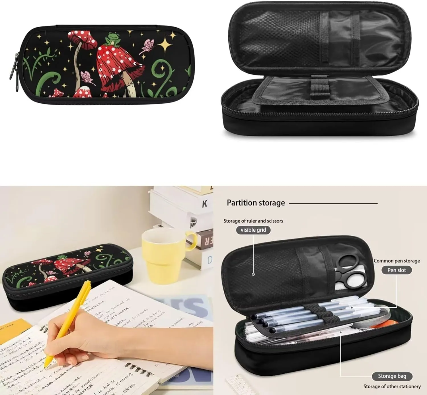 Mushroom Kids Backpack 8-10 Years Old Trendy School Bag for Elementary Boys Girls 5 Grade 3Pcs Daypack with Lunch Bag Pencil Case for School & Travel
