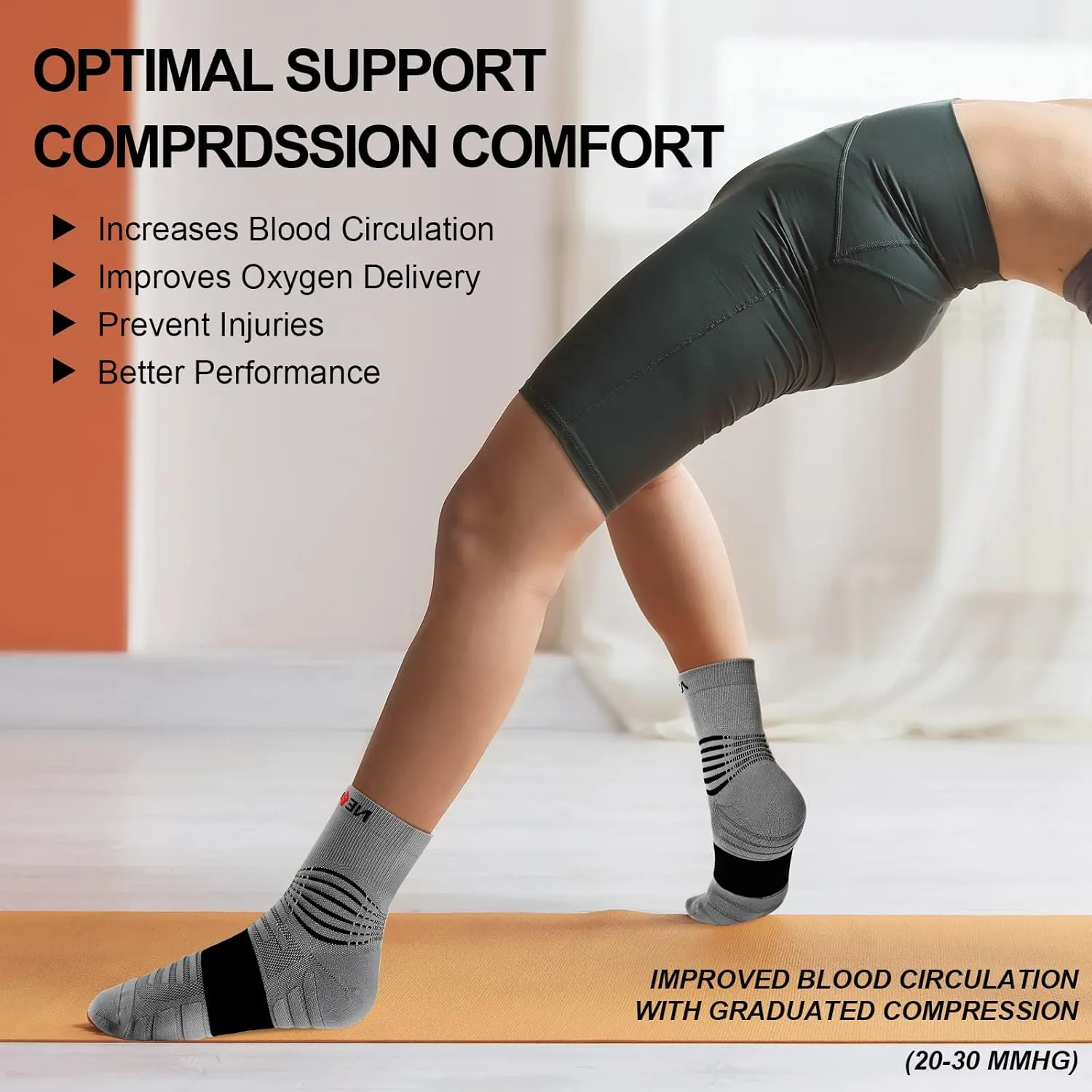 NEENCA Medical Compression Socks—2 Pairs, Ankle Socks for Injury Recovery, Pain Relief, Swelling, Sport Protection 20-30 mmHg