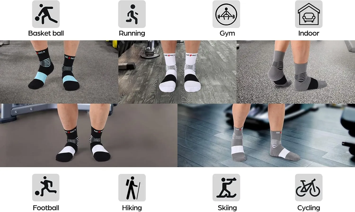 NEENCA Medical Compression Socks—2 Pairs, Ankle Socks for Injury Recovery, Pain Relief, Swelling, Sport Protection 20-30 mmHg