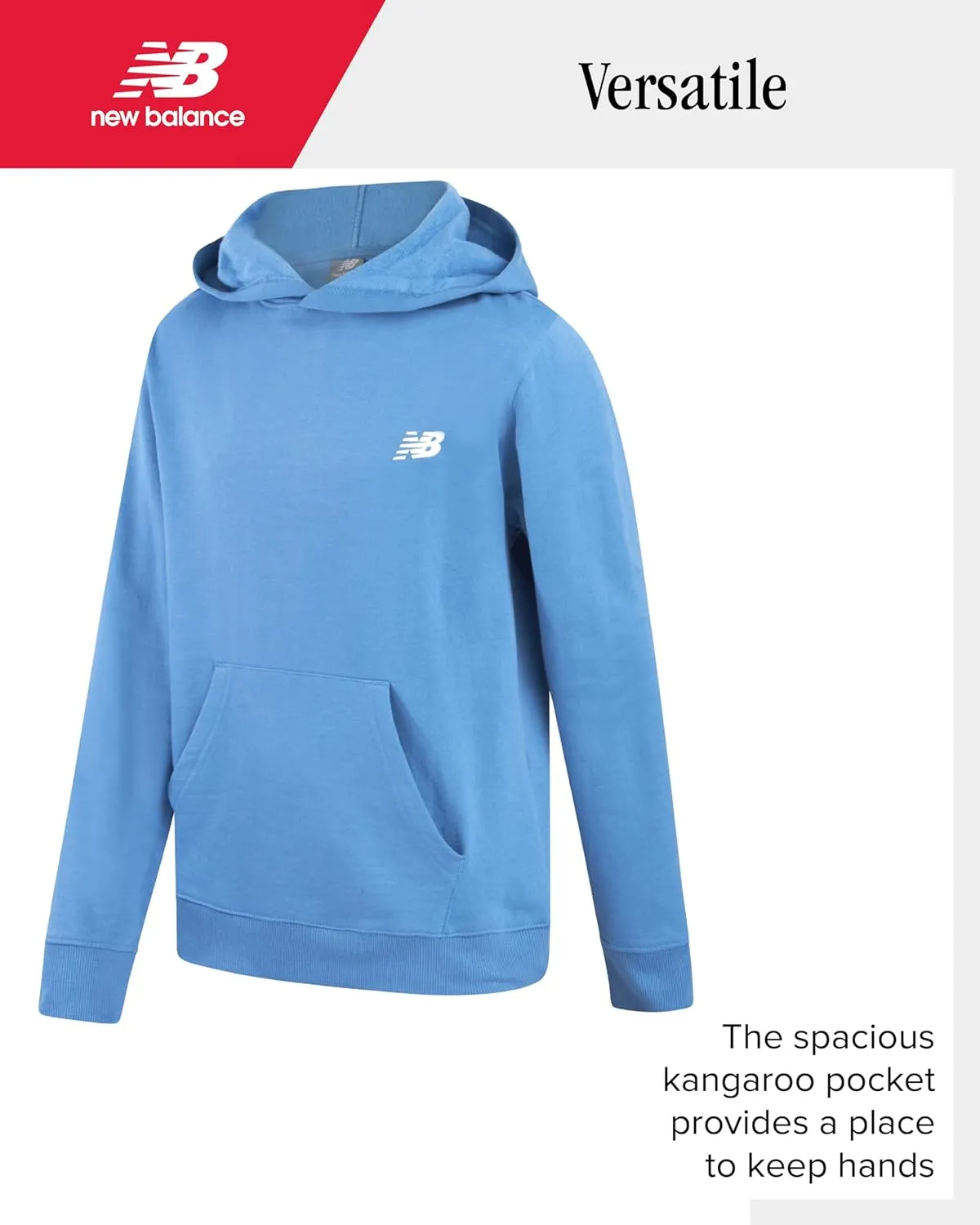 New Balance Boys' Athletic Hoodies - Performance Fleece Pullover Hoodie Sweatshirt with Stylish Back Graphic Print (8-20)