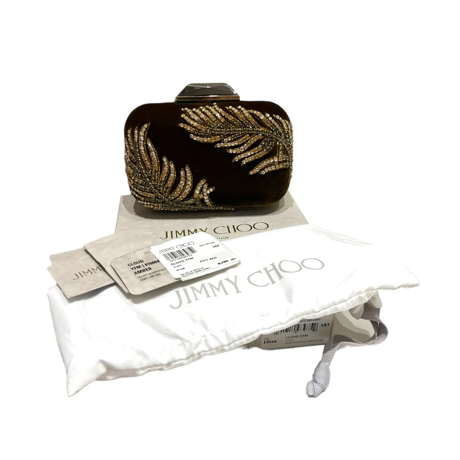 NEW Jimmy Choo Brown Velvet and Sparkly Clutch