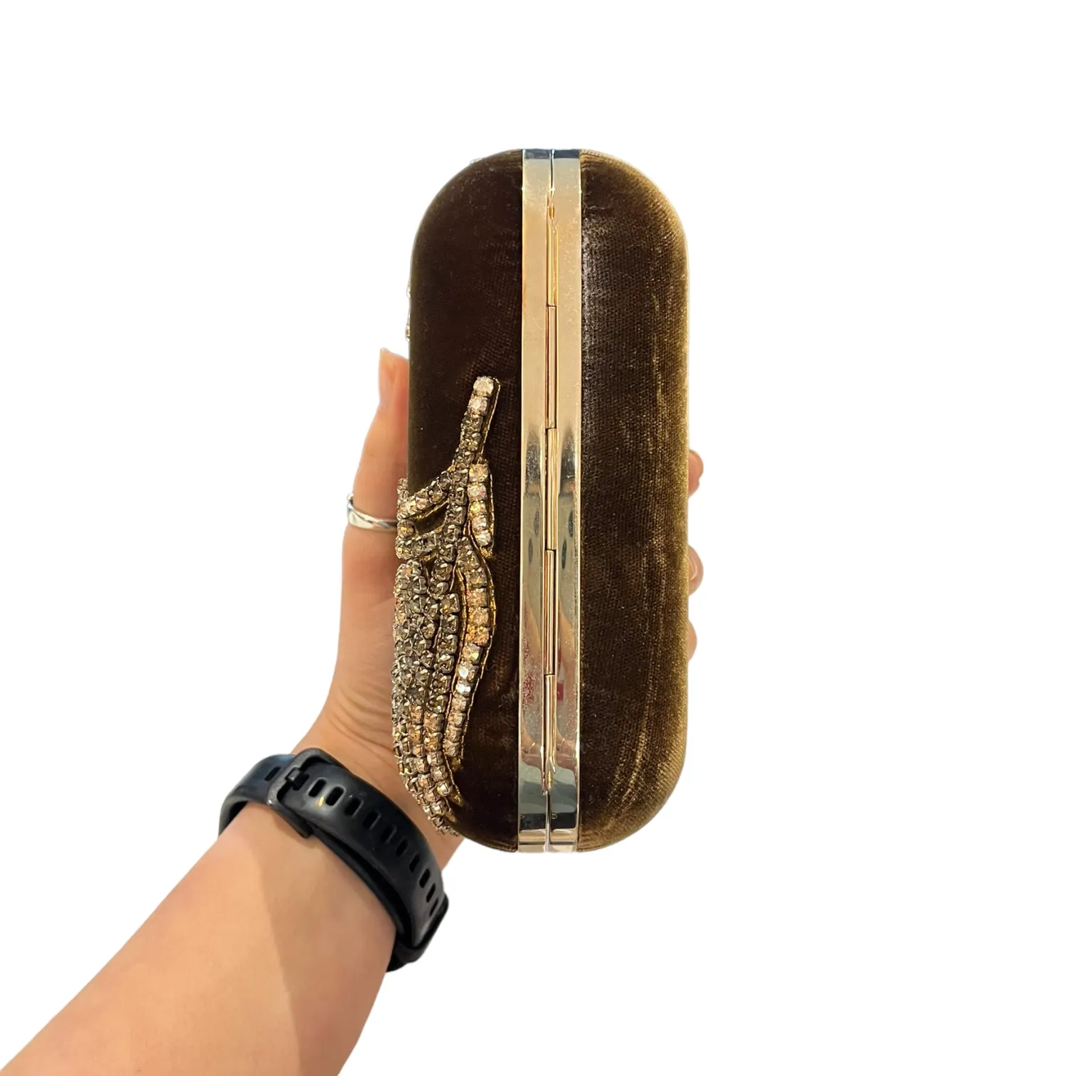 NEW Jimmy Choo Brown Velvet and Sparkly Clutch