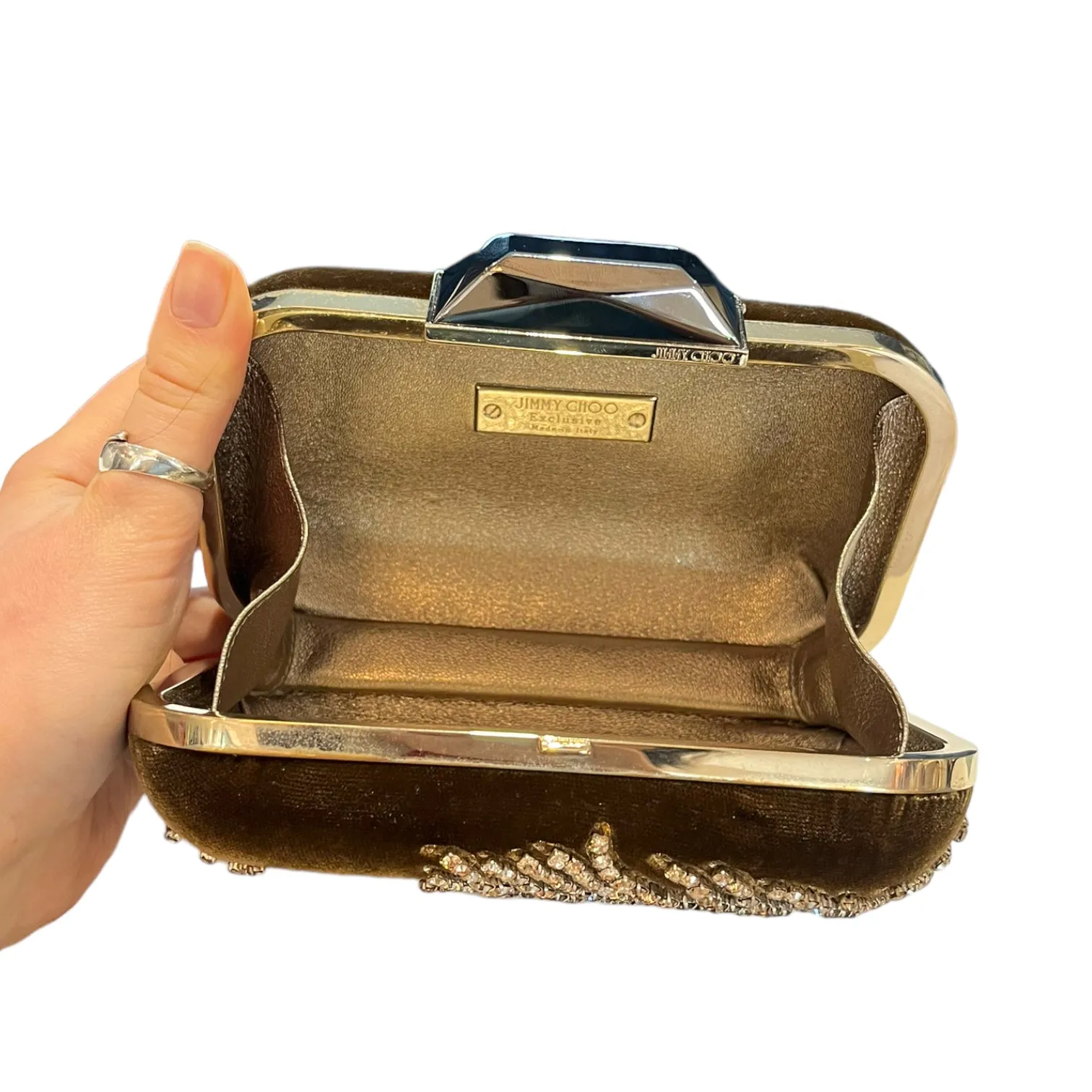 NEW Jimmy Choo Brown Velvet and Sparkly Clutch