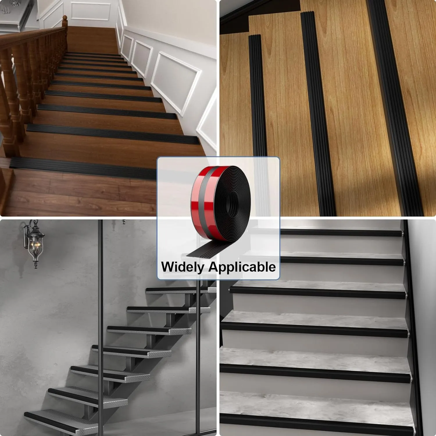 New Thickened Upgraded Stair Edge Trim, 20FT Vinyl Rubber Stair Nosing, Non-Slip Self Adhesive Stair Edge Protector Suitable for Indoor/Outdoor Stairs, Non-Slip and Waterproof