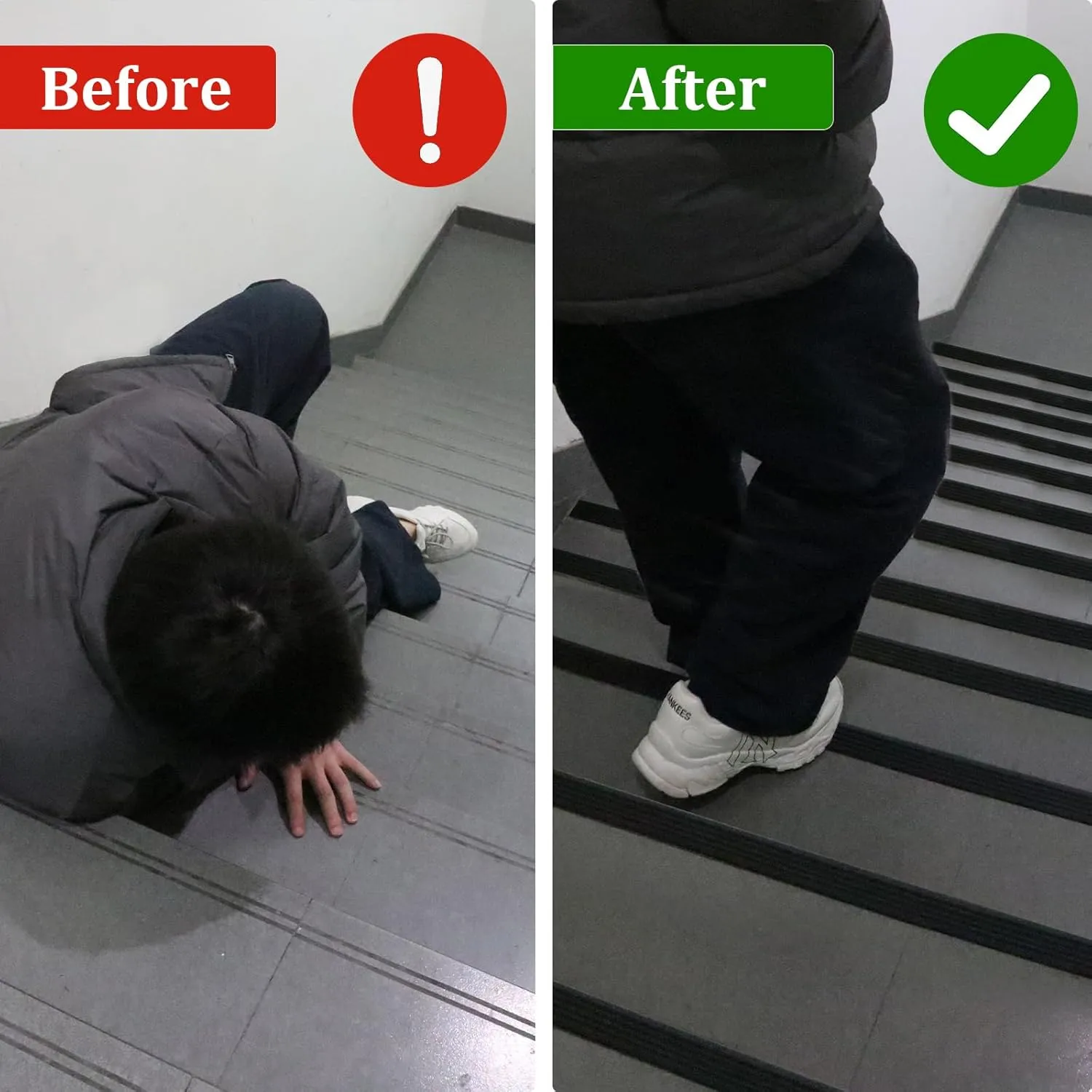 New Thickened Upgraded Stair Edge Trim, 20FT Vinyl Rubber Stair Nosing, Non-Slip Self Adhesive Stair Edge Protector Suitable for Indoor/Outdoor Stairs, Non-Slip and Waterproof