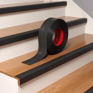 New Thickened Upgraded Stair Edge Trim, 20FT Vinyl Rubber Stair Nosing, Non-Slip Self Adhesive Stair Edge Protector Suitable for Indoor/Outdoor Stairs, Non-Slip and Waterproof