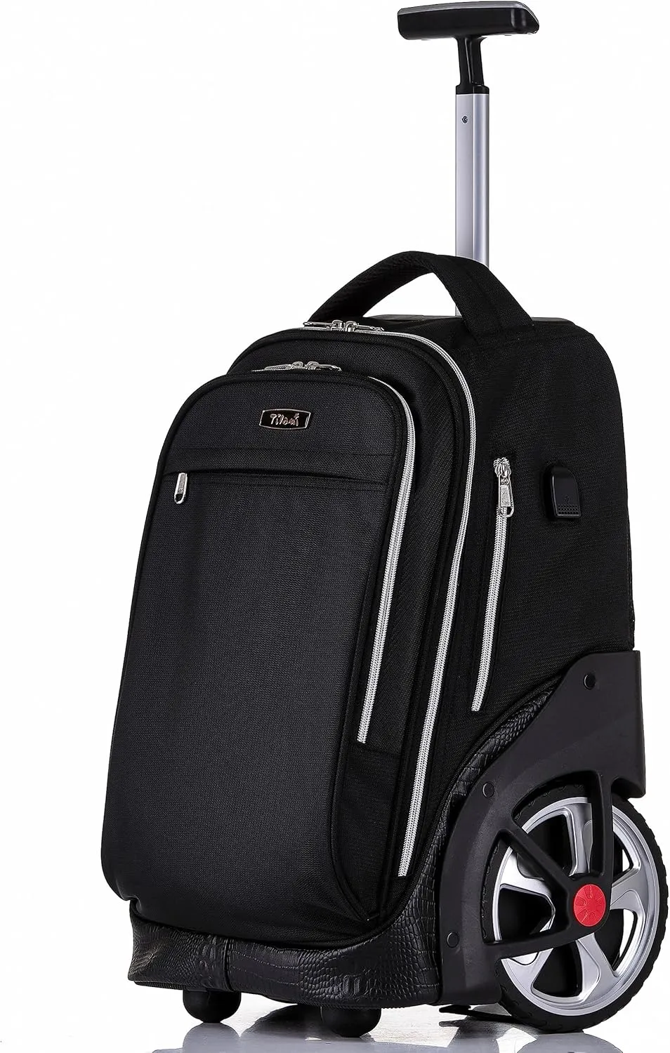 NEW TILAMI Rolling Backpack 19 inch Teens Rolling Backpack Cute Wheeled Computer Laptop Backpack Bookbag Roller Travel Bag College, Black
