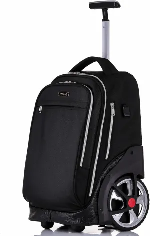 NEW TILAMI Rolling Backpack 19 inch Teens Rolling Backpack Cute Wheeled Computer Laptop Backpack Bookbag Roller Travel Bag College, Black
