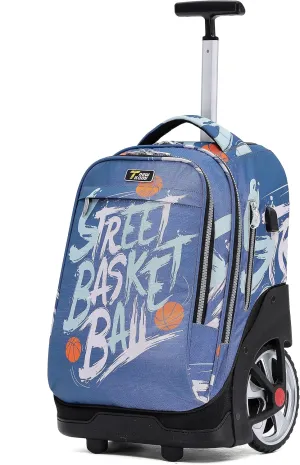 NEW TILAMI Rolling Backpack 19 inch Teens Rolling Backpack Cute Wheeled Computer Laptop Backpack Bookbag Roller Travel Bag College, Street Basketball